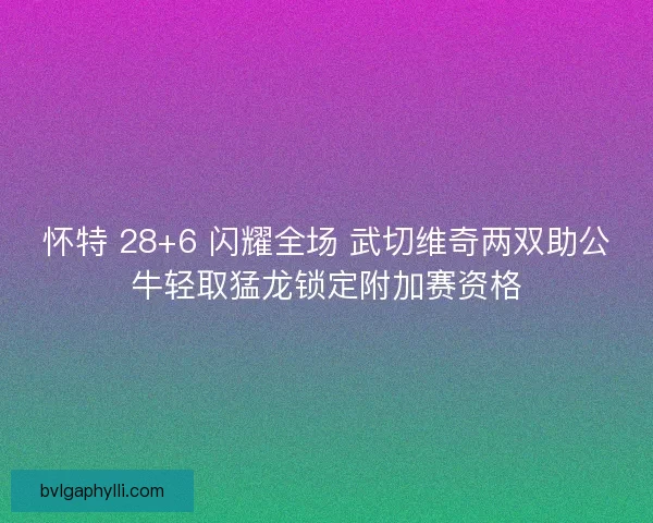 怀特 28+6 闪耀全场 武切维奇两双助公牛轻取猛龙锁定附加赛资格