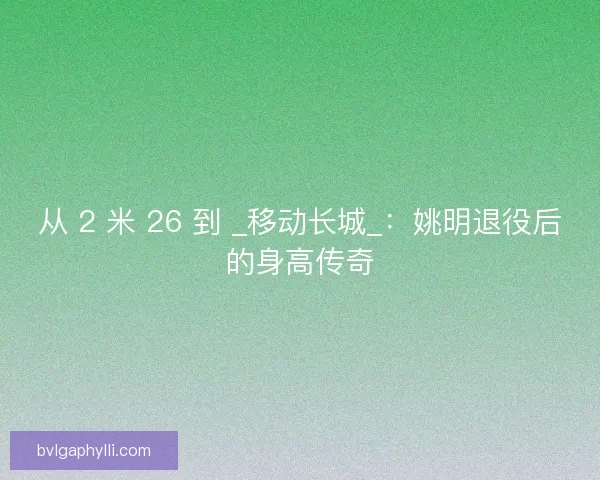 从 2 米 26 到 _移动长城_：姚明退役后的身高传奇