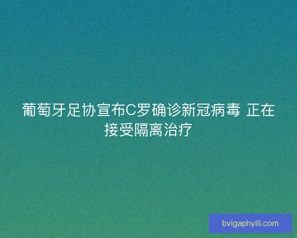 葡萄牙足协宣布C罗确诊新冠病毒 正在接受隔离治疗