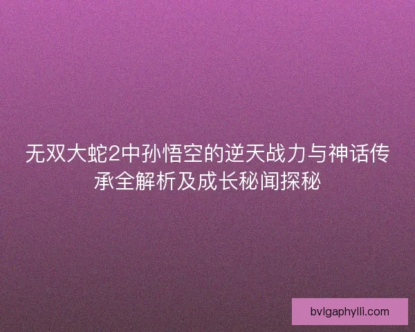 无双大蛇2中孙悟空的逆天战力与神话传承全解析及成长秘闻探秘